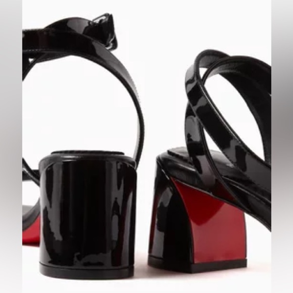 Christian Louboutin Miss Sabina 55mm Black Patent Leather block Heels - Picture 2 of 9